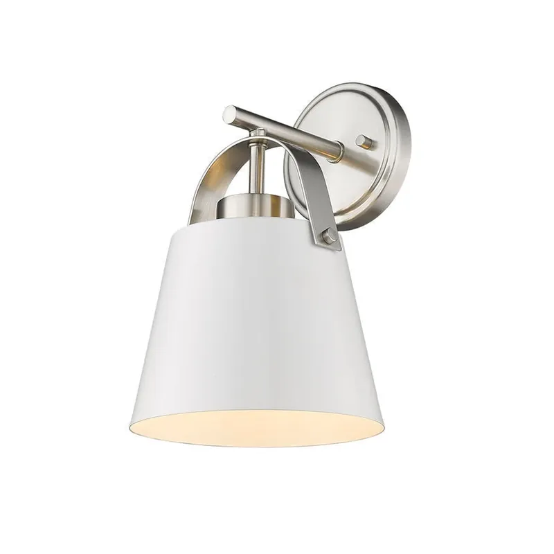 Z-Lite Z-Studio 8" 1-Light Matte White and Brushed Nickel Wall Sconce With Matte White Steel Shade Genuine