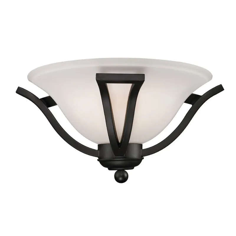Shop Now Z-Lite Lagoon 15" 1-Light Matte Black Wall Sconce With Matte Opal Glass Shade