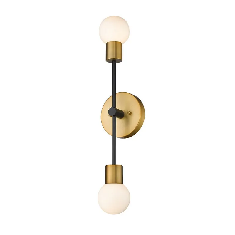 Z-Lite Neutra 6" 2-Light Matte Black and Foundry Brass Wall Sconce With Opal Glass Shade Don’t Miss Out