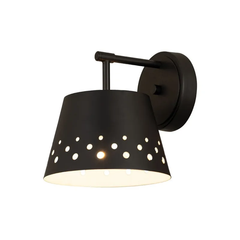 Z-Lite Katie 8" 1-Light Matte Black Wall Sconce With Iron Matte Black Shade Worldwide Shipping