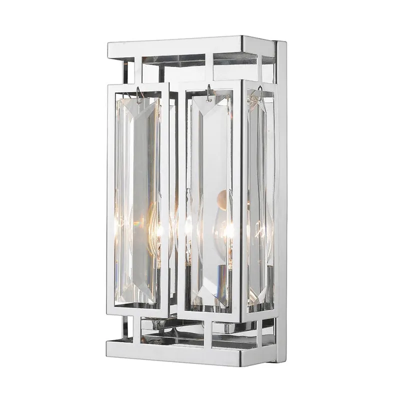 Z-Lite Mersesse 4" 2-Light Chrome Wall Sconce With Clear Crystal Chrome Shade Factory Price