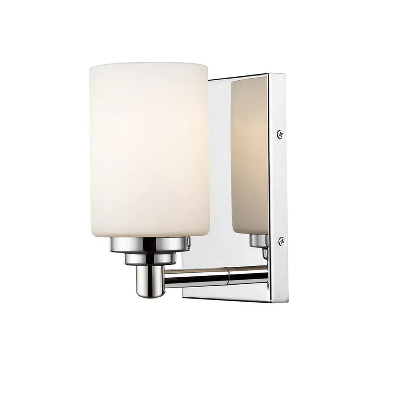 Today Only Z-Lite Soledad 5" 1-Light Chrome Wall Sconce With White Glass Shade