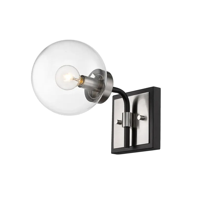 Z-Lite Parsons 6" 1-Light Matte Black and Brushed Nickel Wall Sconce With Clear Glass Shade Affordable