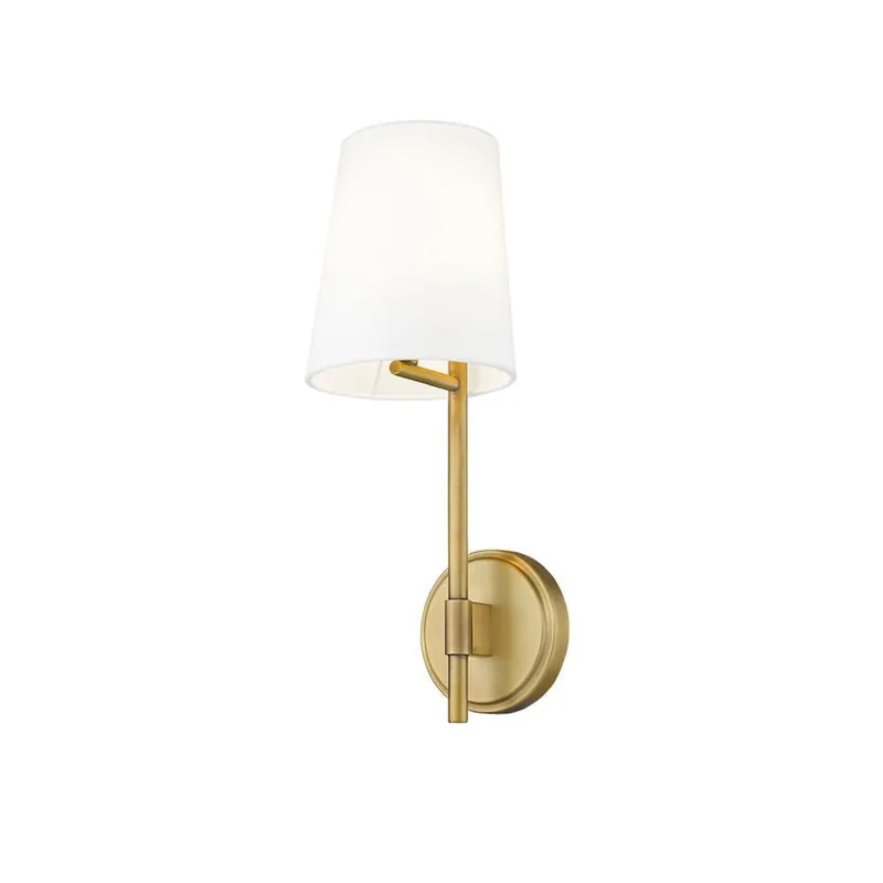 Sale Z-Lite Winward 6" 1-Light Rubbed Brass Wall Sconce With White Fabric Shade