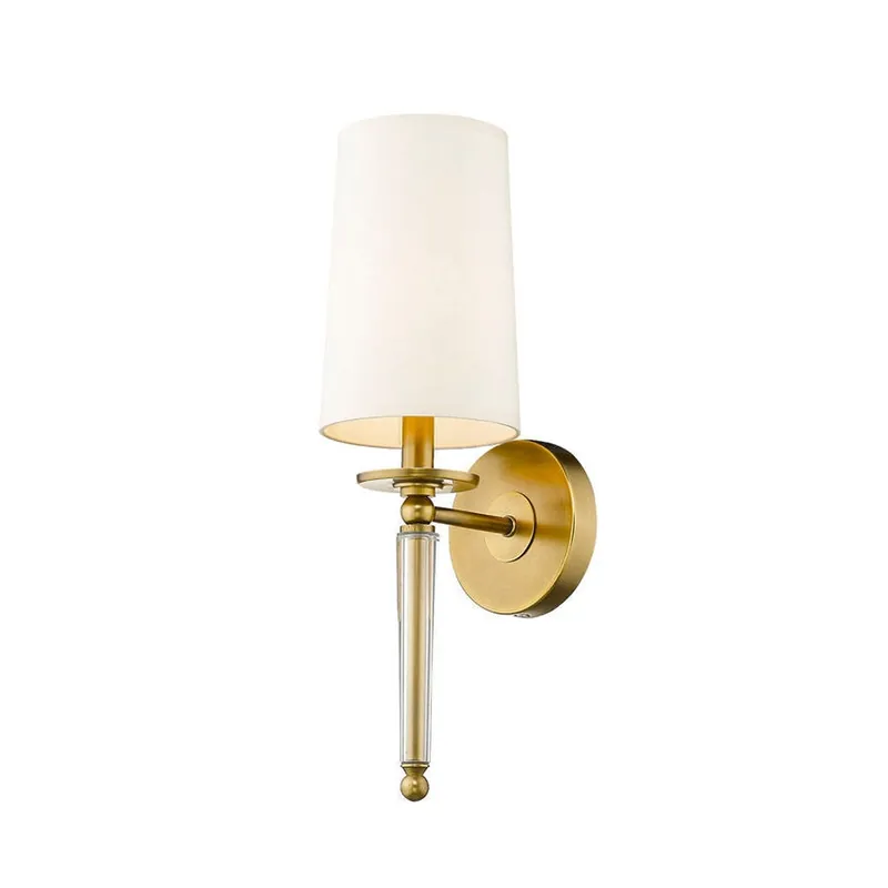 Get Yours Z-Lite Avery 6" 1-Light Rubbed Brass Wall Sconce With Beige Parchment Paper Shade