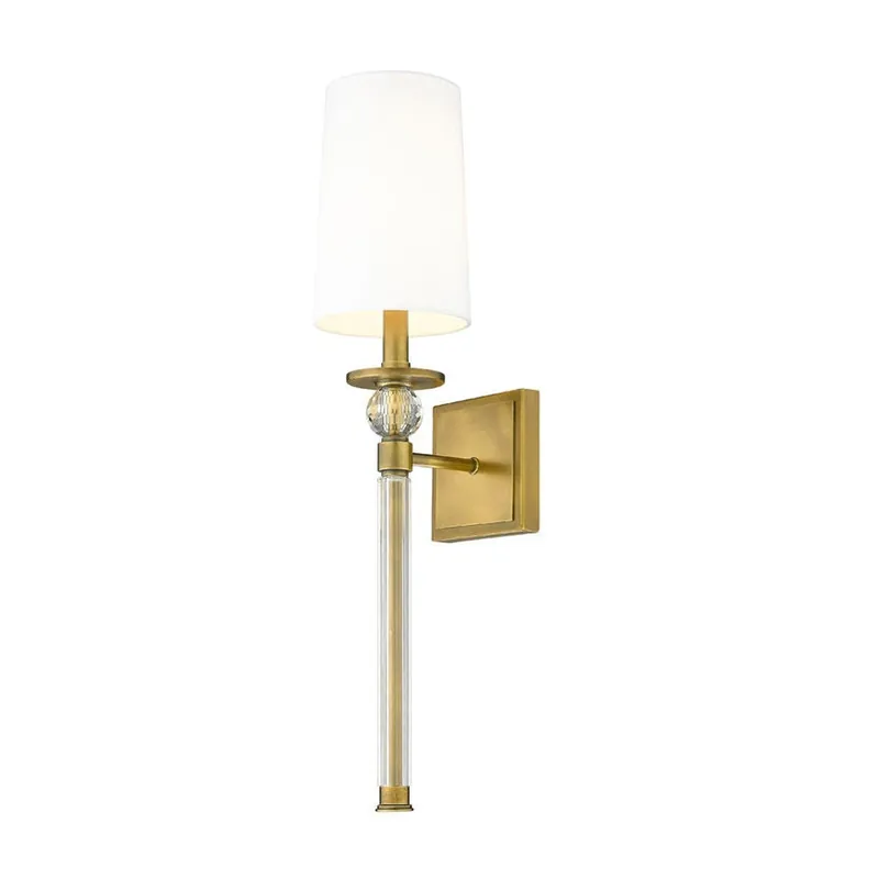 Buy Today Z-Lite Mia 6" 1-Light Rubbed Brass Wall Sconce With White Fabric Shade