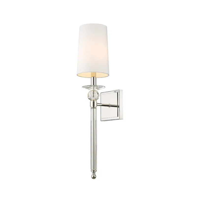 Trending Z-Lite Ava 6" 1-Light Polished Nickel Wall Sconce With White Fabric Shade