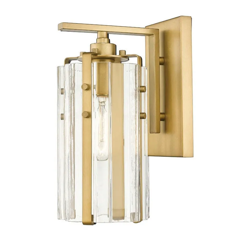 Price Drop Z-Lite Alverton 5" 1-Light Rubbed Brass Wall Sconce With Clear Glass Shade