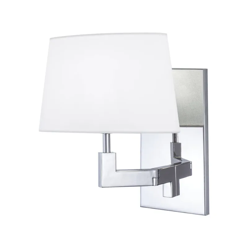 Norwell Lighting Grace 15" x 11" 1-Light Sconce Polished Nickel Indoor Wall Light With Fabric Diffuser Authentic