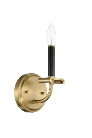 Craftmade Stanza 5" x 8" 1-Light Flat Black and Satin Brass Candle-Style Wall Sconce Popular