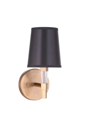 Craftmade Tarryn 6" x 12" 1-Light Satin Brass Wall Sconce With Black and Soft Gold Fabric Shade Free Returns