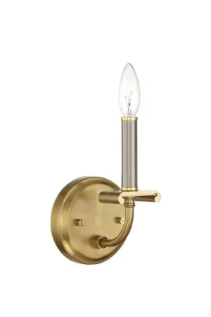 Craftmade Stanza 5" x 8" 1-Light Brushed Polished Nickel and Satin Brass Candle-style Wall Sconce Today Only