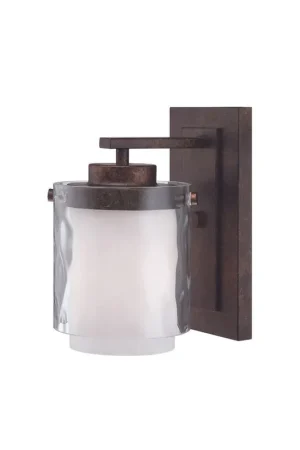 Craftmade Kenswick 5" x 9" 1-Light Peruvian Bronze Wall Sconce With Clear Outer and Frosted Inner Glass Shade Best Choice
