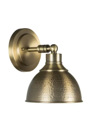Fan Favorite Craftmade Timarron 8" x 10" 1-Light Legacy Brass Wall Sconce With Hammered Metal Shade