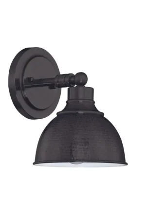 Final Sale Craftmade Timarron 8" x 10" 1-Light Aged Brushed Bronze Wall Sconce With Hammered Metal Shade