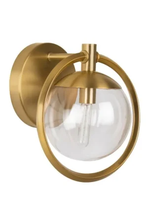 Craftmade Piltz 10" x 9" 1-Light Satin Brass Wall Sconce With Sphere Clear Glass Shade In Demand