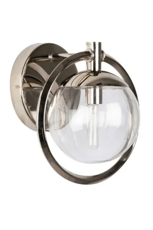 Craftmade Piltz 10" x 9" 1-Light Polished Nickel Wall Sconce With Sphere Clear Glass Shade Must Have