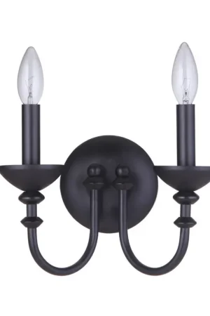 Craftmade Marlowe 10" x 8" 2-Light Flat Black Candle-Style Wall Sconce Shop Now