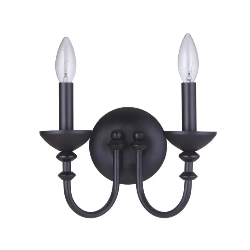 Craftmade Marlowe 10" x 8" 2-Light Flat Black Candle-Style Wall Sconce Shop Now