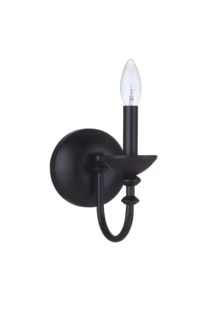 Craftmade Marlowe 5" x 8" 1-Light Flat Black Candle-Style Wall Sconce Luxury