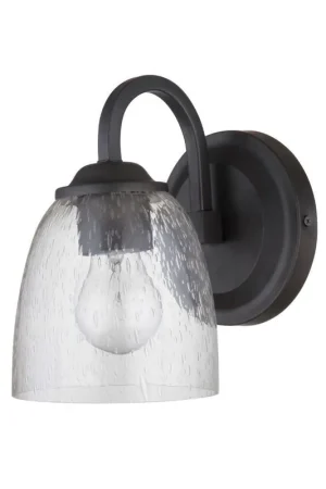 Sale Craftmade Serene 6" x 9" 1-Light Espresso Wall Sconce With Clear Seeded Glass Shade