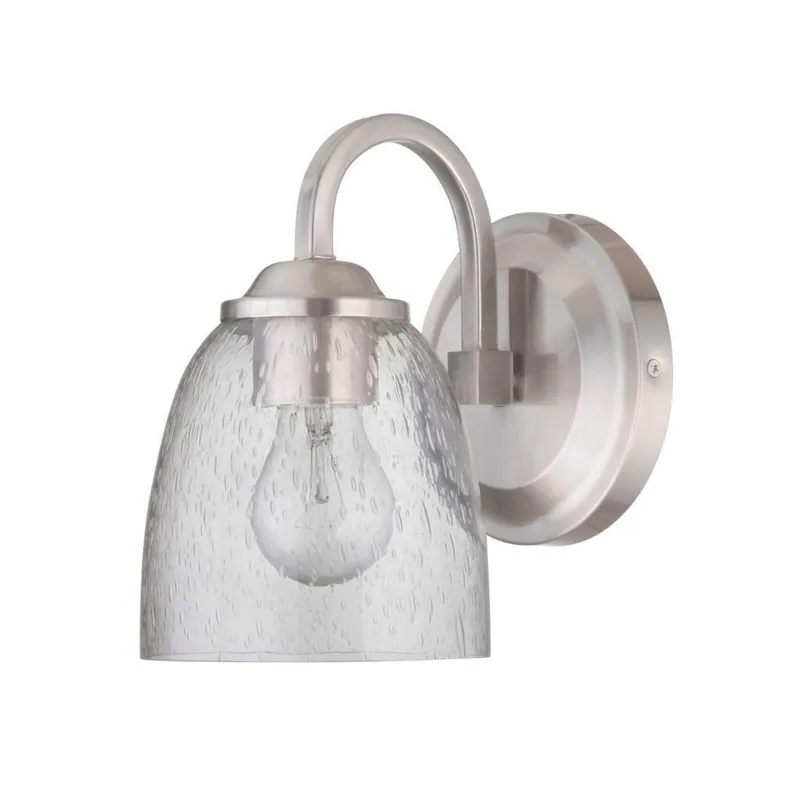 Craftmade Serene 6" x 9" 1-Light Brushed Polished Nickel Wall Sconce With Clear Seeded Glass Shade Price Cut