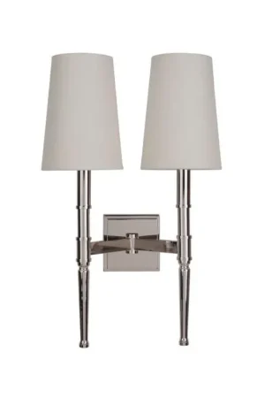 Craftmade Ella 13" x 20" 2-Light Polished Nickel Wall Sconce With White Linen Shade In Demand