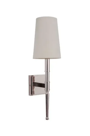 Next Day Delivery Craftmade Ella 6" x 20" 1-Light Polished Nickel Wall Sconce With White Linen Shade