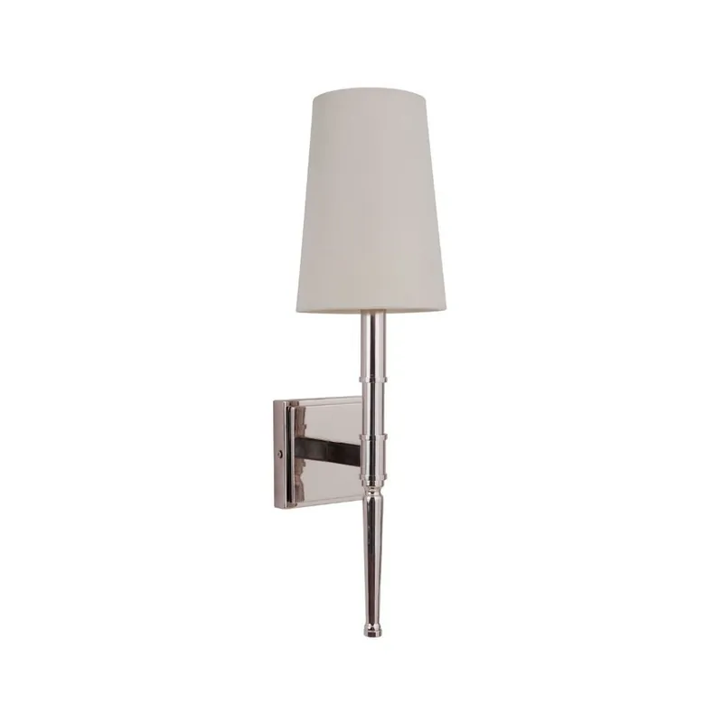 Next Day Delivery Craftmade Ella 6" x 20" 1-Light Polished Nickel Wall Sconce With White Linen Shade