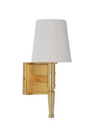 Craftmade Ella 5" x 12" 1-Light Satin Brass Wall Sconce With White Linen Shade Popular