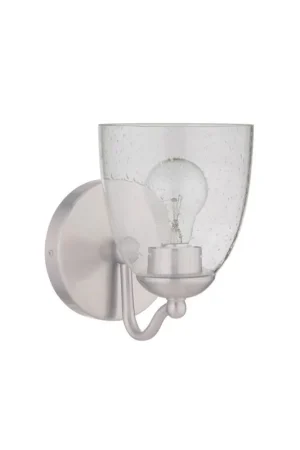 Craftmade Hillridge 6" x 10" 1-Light Brushed Polished Nickel Wall Sconce With Clear Seeded Glass Shade Holiday Sale