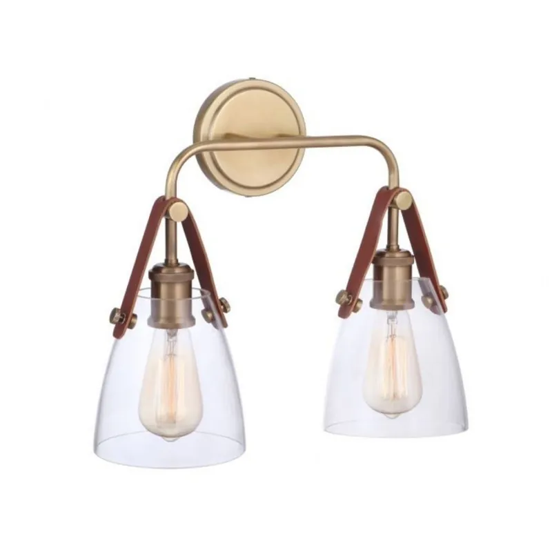 Must Have Craftmade Hagen 6" x 14" 2-Light Vintage Brass Wall Sconce With Clear Glass Shades