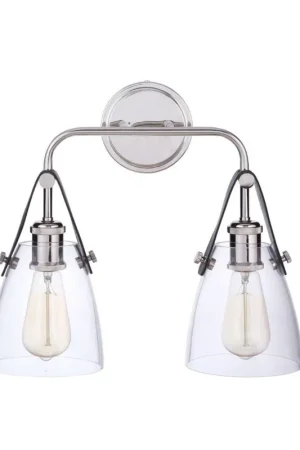 Craftmade Hagen 6" x 14" 2-Light Polished Nickel Wall Sconce With Clear Glass Shades Holiday Sale