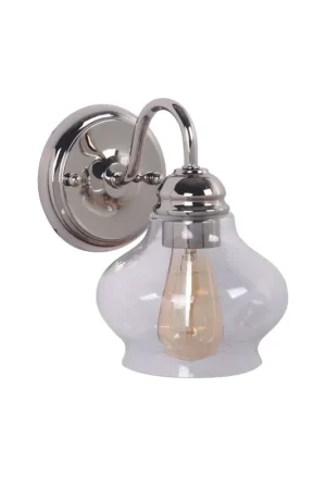 Flash Sale Craftmade Yorktown 6" x 9" 1-Light Polished Nickel Wall Sconce With Antique Clear Glass Shade