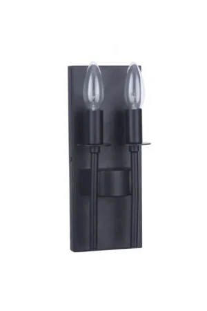 Best Seller Craftmade Larrson 5" x 11" 2-Light Flat Black Candle-Style Wall Sconce