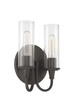 Craftmade Modina 8" 2-Light Espresso Vanity Light With Clear Glass Shades New Arrival