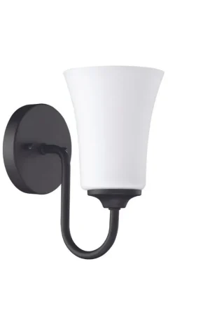 Craftmade Gwyneth 5" x 10" 1-Light Flat Black Wall Sconce With White Frosted Glass Shade Shop Now