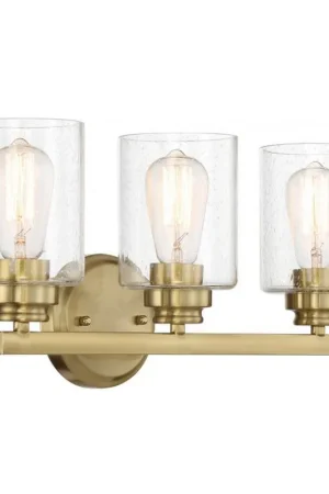 Grab Now Craftmade Bolden 18" 3-Light Satin Brass Vanity Light With Clear Seeded Glass Shades