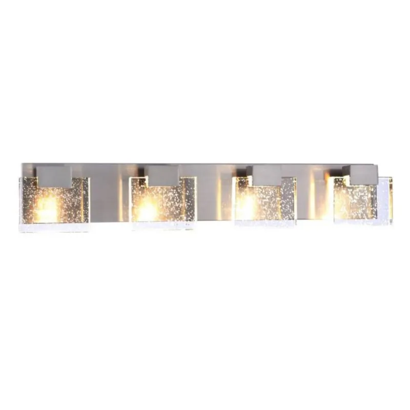 Craftmade Alamere 29" 4-Light Brushed Polished Nickel LED Vanity Light With Clear Seeded Glass Shades Worldwide Shipping