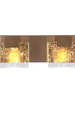 Craftmade Alamere 13" 2-Light Satin Brass LED Vanity Light With Clear Seeded Glass Shades Crafted