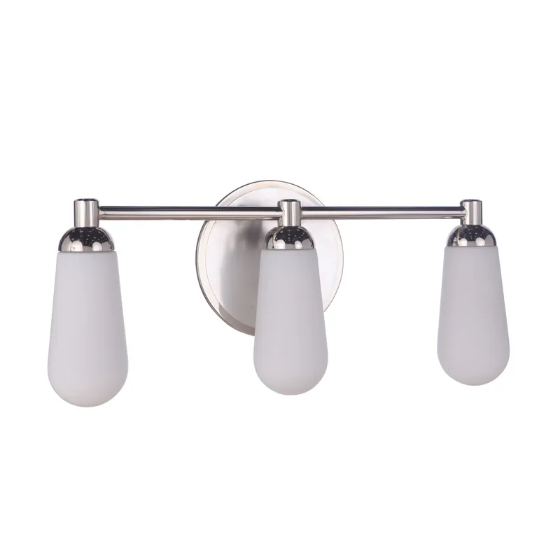 Save Now Craftmade Riggs 22" 3-Light Brushed Polished Nickel Vanity Light With White Elongated Glass Shades
