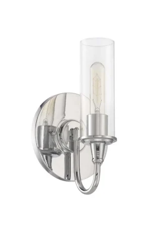 Flash Sale Craftmade Modina 7" x 11" 1-Light Chrome Wall Sconce With Clear Glass Shade
