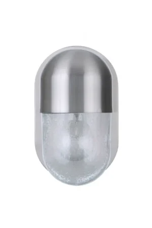Craftmade Pill 5" x 9" 1-Light Brushed Polished Nickel Wall Sconce With Clear Seeded Glass Shade Top Pick