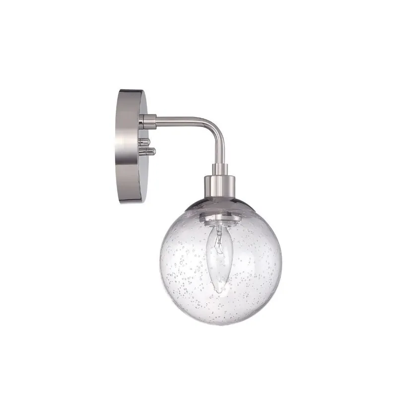 Wholesale Craftmade Que 6" x 11" 1-Light Chrome Wall Sconce With Clear Seeded Glass Globe Shade