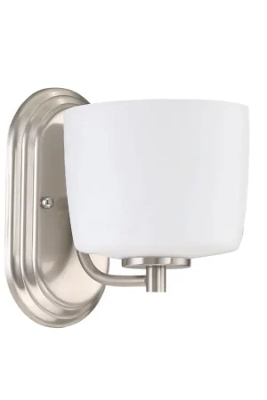 Money Back Guarantee Craftmade Clarendon 6" x 8" 1-Light Brushed Polished Nickel Wall Sconce With White Opal Glass Shade