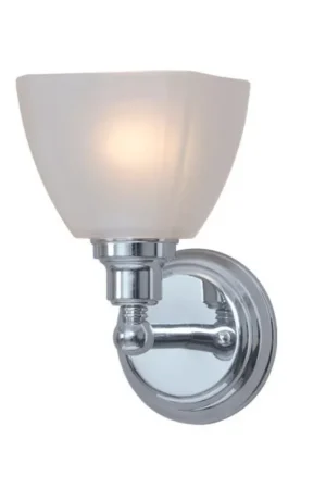 Must Have Craftmade Bradley 5" x 10" 1-Light Chrome Wall Sconce With White Frosted Glass Shade