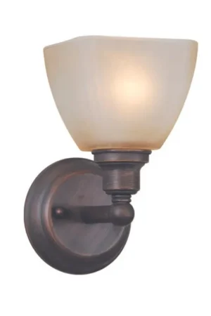 Certified Craftmade Bradley 5" x 10" 1-Light Bronze Wall Sconce With Light Tea Stained Glass Shade