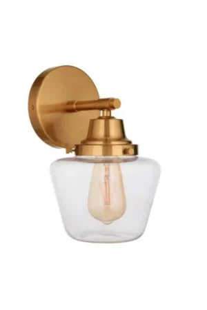 Craftmade Essex 7" x 12" 1-Light Satin Brass Wall Sconce With Clear Glass Shade Sale