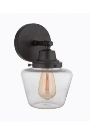 Craftmade Essex 7" x 12" 1-Light Flat Black Wall Sconce With Clear Glass Shade Hot Deal