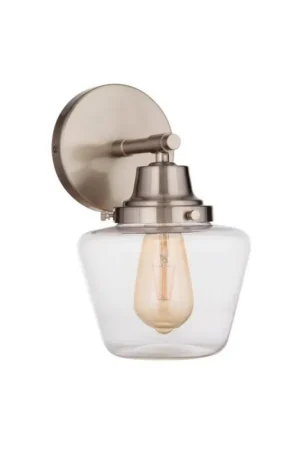 Craftmade Essex 7" x 12" 1-Light Brushed Polished Nickel Wall Sconce With Clear Glass Shade Secure Checkout